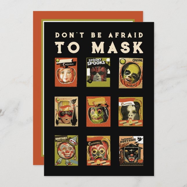 Convite Vintage Halloween Party (Frente/Verso)