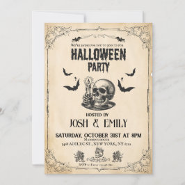 Convite Vintage Halloween Party Adulto Skull