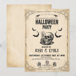 Convite Vintage Halloween Party Adulto Skull