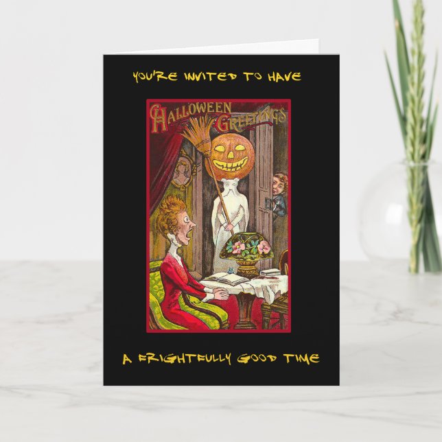 Convite Vintage Halloween Party Convide Com Texto Sangrent (Frente)