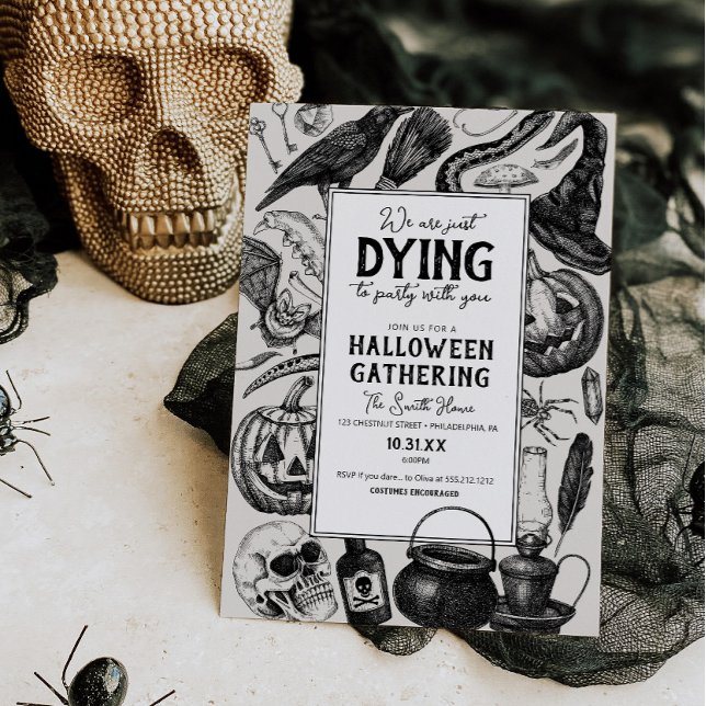 Convite Vintage Halloween Party - Festa de fantasia (Vintage Halloween Invite)