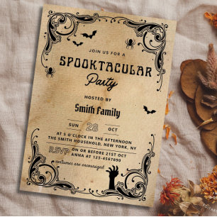 Convite Vintage Halloween Party Figurume Spooky