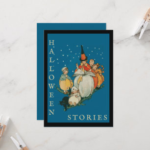 Convite Vintage Halloween Storytime Little Wity Black Cat
