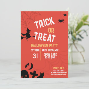 Convite Vintage Halloween Trick Ou Treine Festa De Hallowe