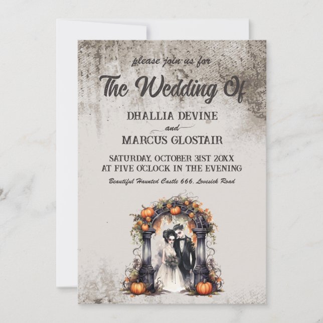 Convite Vintage Halloween Wedding (Frente)