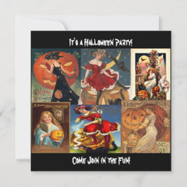 Convite Vintage Halloween Women Montage Card