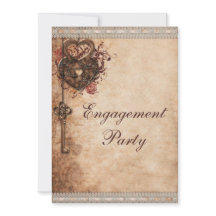 Vintage Hearts Lock and Key Festa de noivado