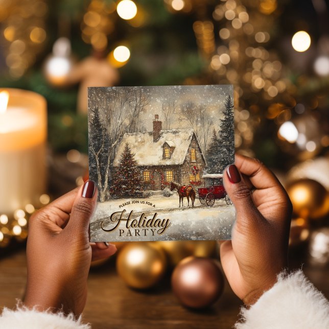 Convite Vintage Holiday Horse Home Party (Criador carregado)