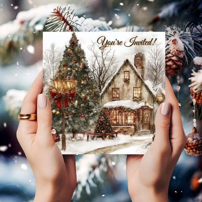 Convite Vintage Holiday House Party (Criador carregado)