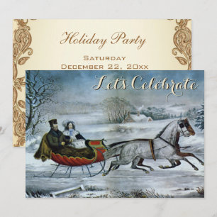 Convite Vintage Holiday Sled Ives Natal