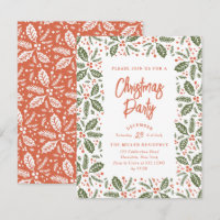 Vintage Holly Berry Festa de Natal Vermelho e Verd