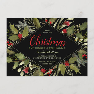 Convite Vintage Holly, do Partido das Vésperas de Natal