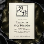 Convite Vintage Horse aniversário de 40 anos do Adulto Equ<br><div class="desc">Modelo de Convite de festas Equestre Vintage Horse com uma ilustração de estilo vintage de um cavalo. Todos os elementos de texto deste convite para cavalos podem ser alterados para que este design possa ser usado para qualquer festa de aniversário equestre ou outros eventos: convite para casamento equestre clássico, convites...</div>