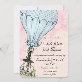 Convite Vintage Hot Air Balloon Closeup Casamento