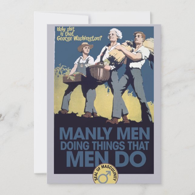 Convite Vintage Humor Manly MEN (Frente)
