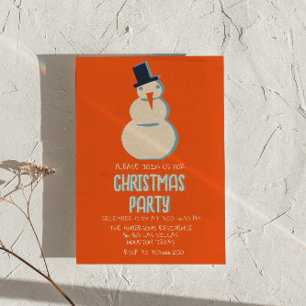 Convite Vintage Ilustrada Festa de Neve do Natal Vermelho