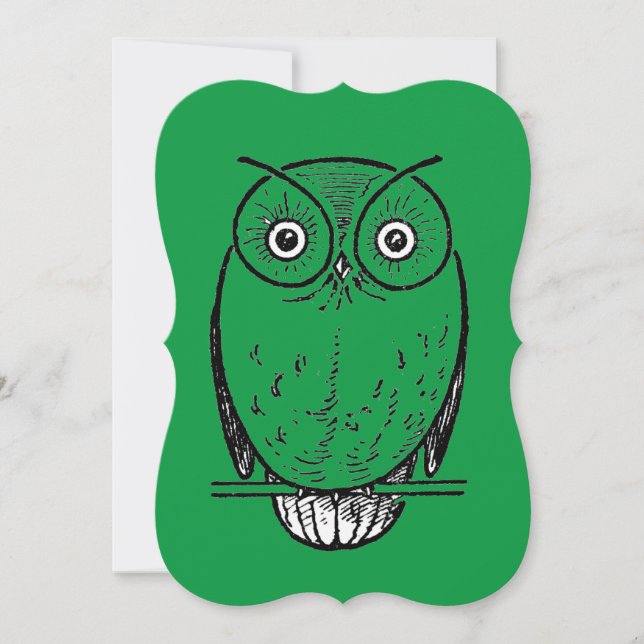 Convite Vintage Impressão Owl Hoot (Frente)
