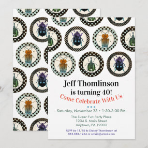 Convite Vintage Insetos Aniversário Festa de Ciências