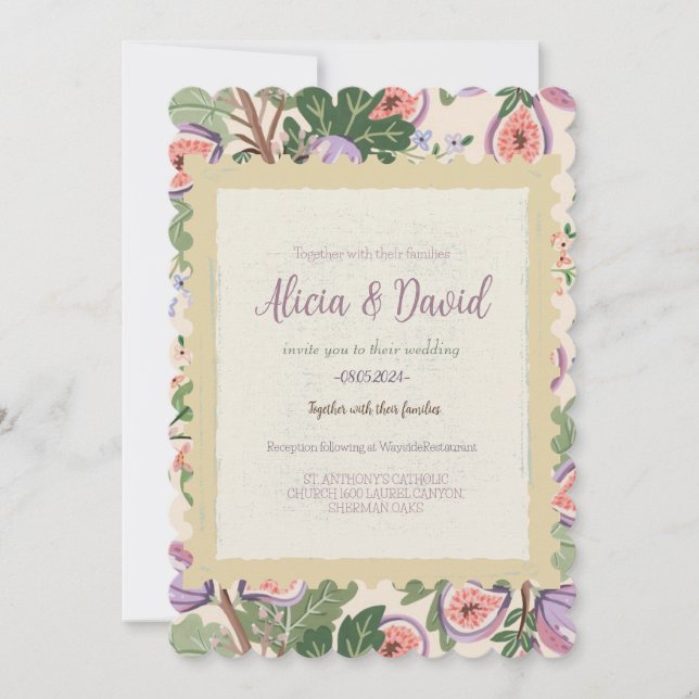 Convite  Vintage Inspired Fig Wedding Invitation (Frente)
