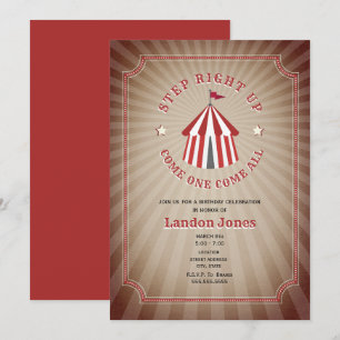 Convite Vintage Inspirou Circus Tent Birthday
