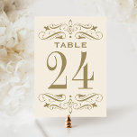 Convite Vintage Ivory Antique Dourado Flourage Table Numbe<br><div class="desc">Cartões de números da mesa de casamento do estilo Vintage apresentam espirais decorativas e floresces em ambos os lados da carta. Ivo leve e antigo esquema de cor de ouro. Personalize cada placa de número de tabela de que você precisa e adicione cada uma ao seu carrinho individualmente.</div>