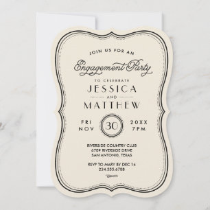 Convite Vintage Ivory Art Deco Festa de noivado