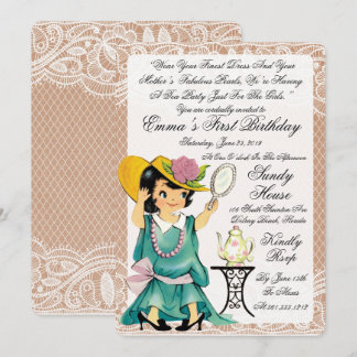 Convite Vintage Ivory Burlap Primeiro Aniversário
