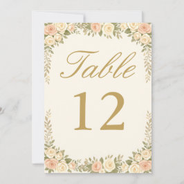 Convite Vintage Ivory Elegant Wedding Table Number