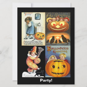 Convite Vintage Jack o'Lantern e Kids Montage