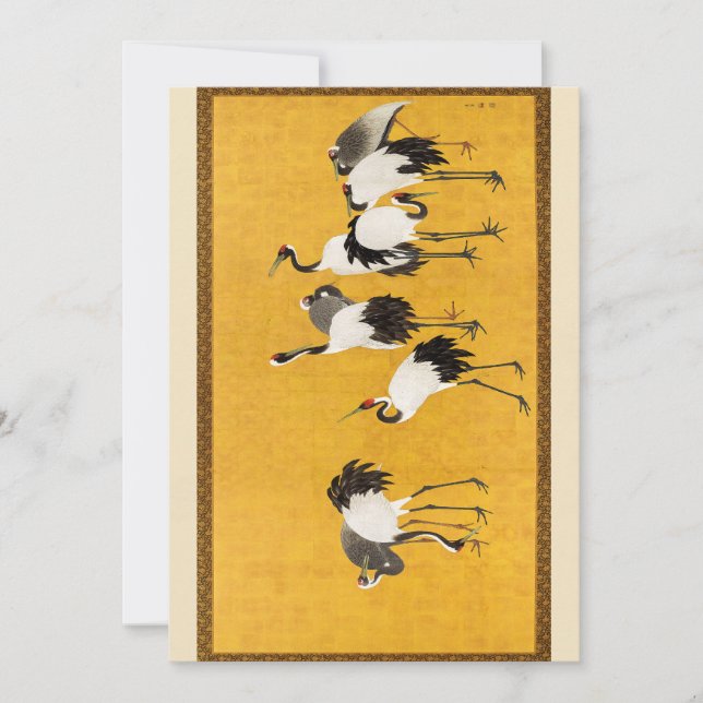 Convite Vintage Japonês Crane Art (Frente)