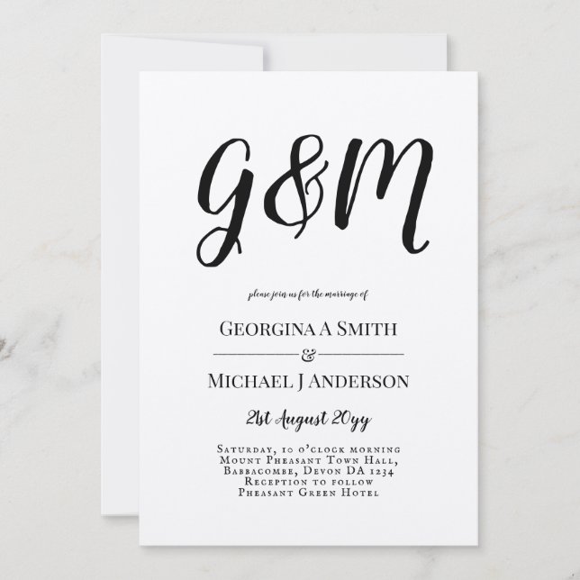 Convite Vintage Kraft Monograma Typografia Casamento (Frente)