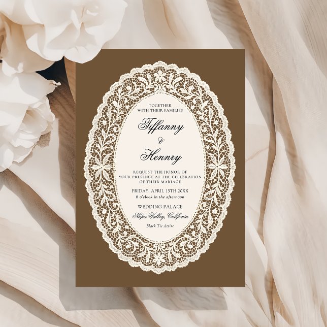 Convite Vintage Lace Doily Wedding Invitation (Criador carregado)