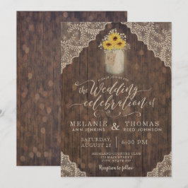 Convite Vintage Lace e Sunflower Wedments Invtions