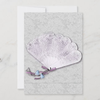 Convite Vintage Lace Fan Wedding