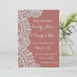 Convite Vintage Lace Marsala ou qualquer casamento a cores