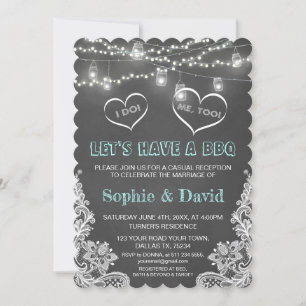 Convite Vintage Lace String Lights Chalk I DO CHURRASCO In