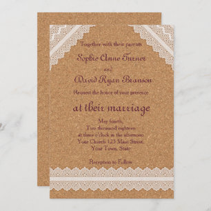 Convite Vintage Lace Wine Cork Casation