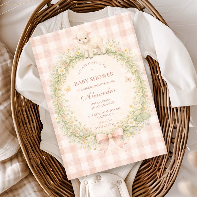 Convite Vintage Lamb Floral Baby Shower (Criador carregado)