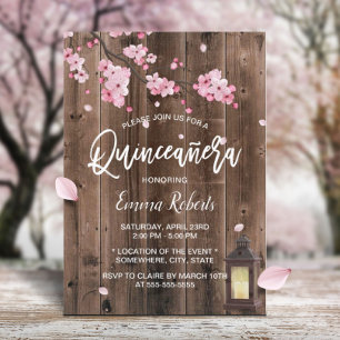 Convite Vintage Lanterna Cor Rosa Celulose Quinceanera