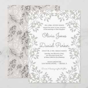 Convite Vintage Leafy Frame Wedding