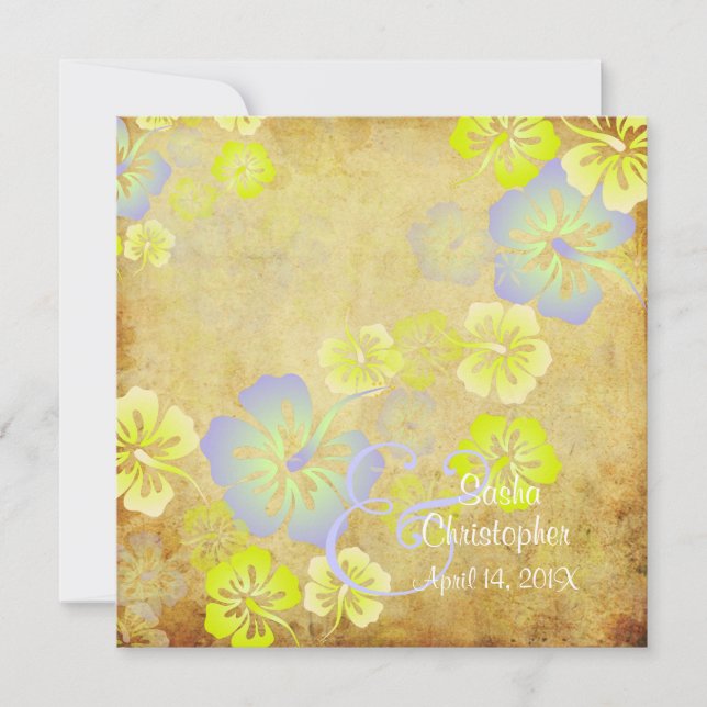 Convite Vintage/Leis/Luau/hibiscusConvites de Casamento (Frente)