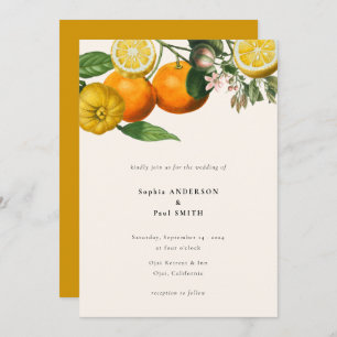 Convite Vintage Lemon Citrus Botanical Weding
