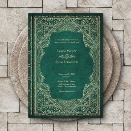 Convite Vintage Library Book Wedding
