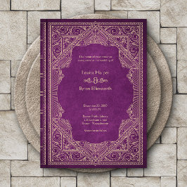 Convite Vintage Library Book Wedding