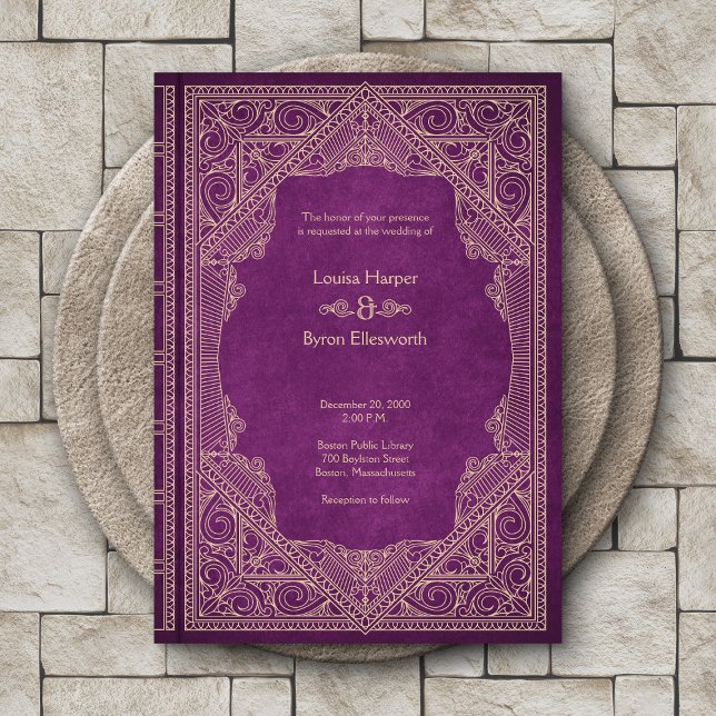 Convite Vintage Library Book Wedding (Criador carregado)