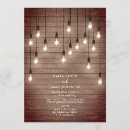 Convite Vintage Lightbulbs Casamento de Madeira
