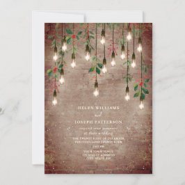 Convite Vintage Lights Brick Casamento no inverno de Natal