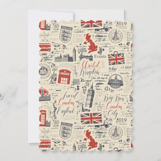 Convite Vintage London Flat Greeting Card (Frente)