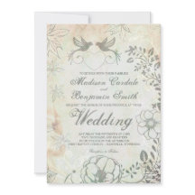 Vintage Love Birds Convocações Florais De Casament