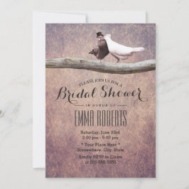 Convite Vintage Love Birds Elegant Chá de panela
